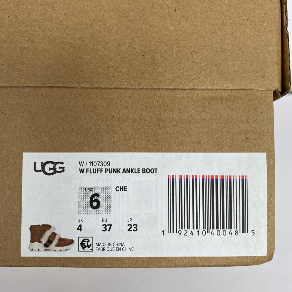 NEW UGG FLUFF Ankle Boot Tan/Brown Size 6 - Picture 7 of 10